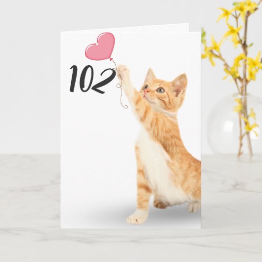 102. Geburtstagskatze Karte (Gelbe Blume)
