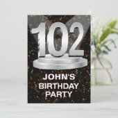 102. Geburtstagsparty Einladung einen Namen hinzuf (Stehend Vorderseite)