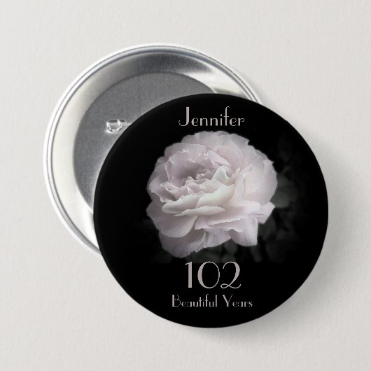 102 Jahre alt, hellrosa Rose Button Button (Vorne & Hinten)