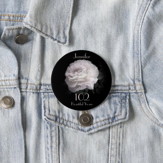 102 Jahre alt, hellrosa Rose Button Button (Beispiel)