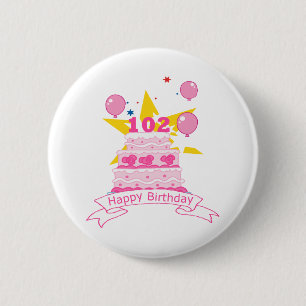102 Jährig-Geburtstags-Kuchen Button