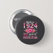 102 Year Old Made In 1924 Floral 102nd Birthday Wo Button (Vorne & Hinten)