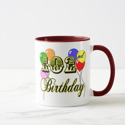 102nd Geburtstag mit Ballonen Tasse (Rechts)