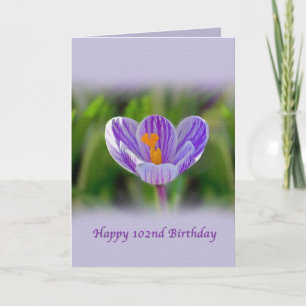 102nd Geburtstag, religiös, Krokus-Blume Karte