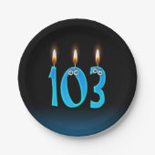 103. Geburtstag mit hellen Kerzenzahlen Pappteller (Vorderseite)