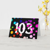 103. Geburtstag Rainbow Dots auf Black Karte (Gelbe Blume)