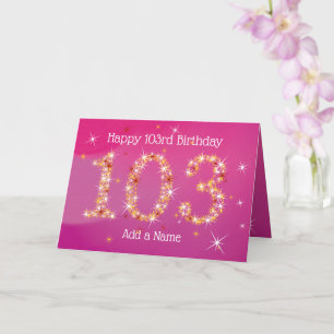 103. Geburtstag - Startnummern - Rosa - Alter 103 Karte
