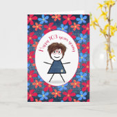 103. Geburtstag Strichfigur-Mädchen und Daisies au Karte (Gelbe Blume)