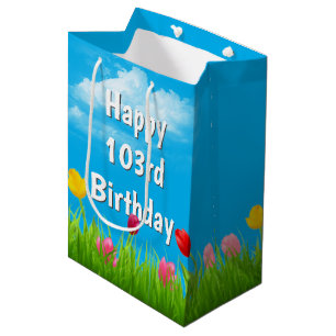 103. Geburtstag Tulips Mittlere Geschenktasche Geschenktüte