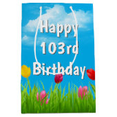 103. Geburtstag Tulips Mittlere Geschenktasche Mittlere Geschenktüte (Vorderseite)