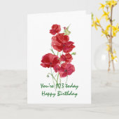 103. Geburtstag Wasserfarbe Roter Poppy Hummingbir Karte (Gelbe Blume)