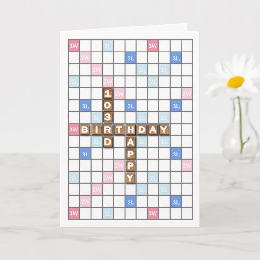 103. Geburtstag, Word Game Board Karte (Kleine Pflanze)
