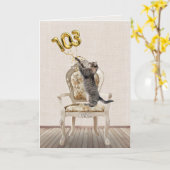 103. Geburtstagsballons und Tabby Cat Karte (Gelbe Blume)