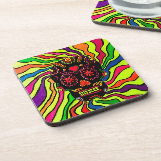 103 - Neon Skull-Untersetzer Getränkeuntersetzer (Linke Seite)