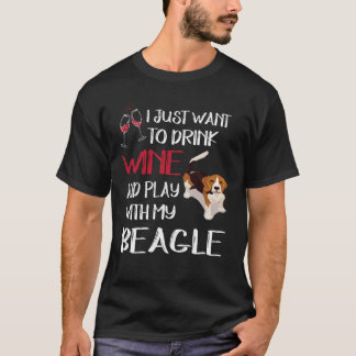 103 Wein trinken und mit meinem Beagle spielen T-Shirt