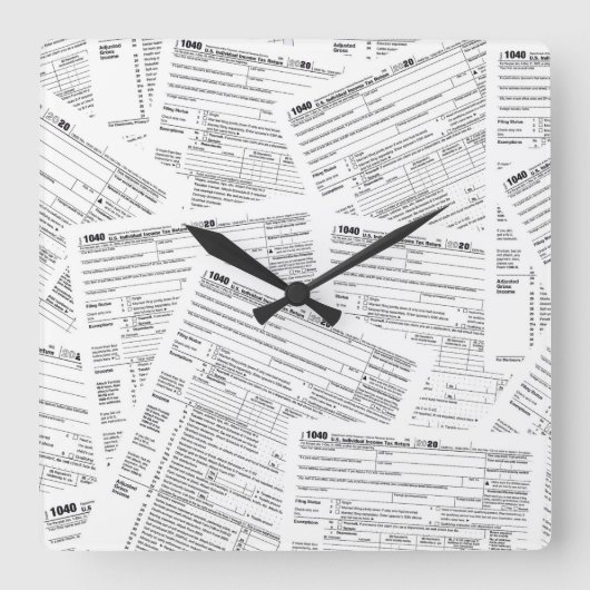 1040 Steuerformulare für 2020 Quadratische Wanduhr (Vorderseite)