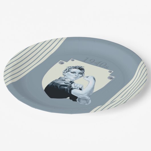 1040er Vintage Retrokriegsfrau Pappteller (Schrägansicht)