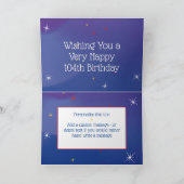 104. Geburtstag - Startnummern - Blau - Alter 104 Karte (Innenseite)