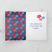 104. Geburtstag Strichfigur-Mädchen und Daisies au Karte (Innenseite)