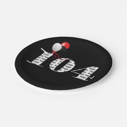 104. Geburtstagsballons Pappteller (Schrägansicht)