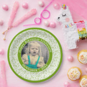 105 Foto Random Nummernmuster Grün/Weiß Pappteller (Party)