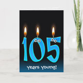 105. Geburtstag Kerzen auf schwarz Karte (Vorderseite)