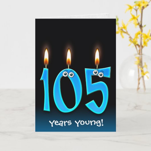 105. Geburtstag Kerzen auf schwarz Karte (Gelbe Blume)