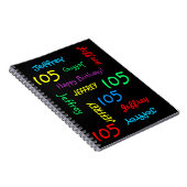 105. Geburtstag Party Gästebuch, Name Black Spiral Notizblock (Rechte Seite)
