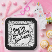 105. Geburtstag Random Zahlenmuster Schwarz/Weiß Pappteller (Party)