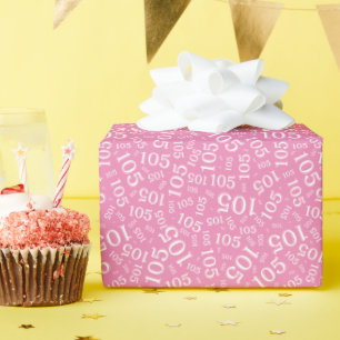 105. Geburtstag Rosa/Weiße Zufallszahlen-Muster Geschenkpapier