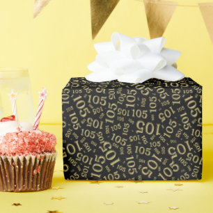 105. Geburtstag Schwarz/Weiß Zufallszahlenmuster Geschenkpapier