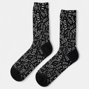 105. Geburtstag schwarze Random Number Pattern Soc Socken