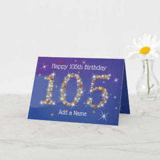 105. Geburtstag - Startnummern - Blau - Alter 105 Karte