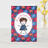 105. Geburtstag Strichfigur-Mädchen und Daisies au Karte (Gelbe Blume)