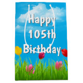 105. Geburtstag Tulips Mittlere Geschenktasche Mittlere Geschenktüte (Vorderseite)