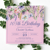 105. Geburtstag Wildblumen Rosa 105 Jahre Einladung