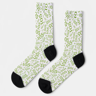105. Geburtstagsgrün/weiß Zufallszahlenmuster Socken