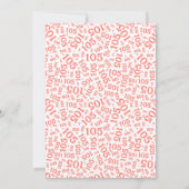 105. Geburtstagskoral/Weißes Zufallszahlenmuster Einladung (Rückseite)