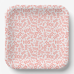 105. Geburtstagsparty Coral/White Random Muster Pappteller