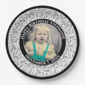 105 Ihr Foto Random Zahlenmuster Schwarz/Weiß Pappteller (Vorderseite)