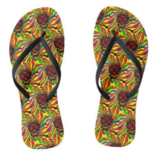 105 - Neon Skull Flip Flops Badesandalen