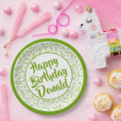 105. Party Random Number Pattern Grün/Weiß Pappteller (Party)