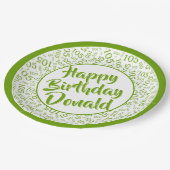 105. Party Random Number Pattern Grün/Weiß Pappteller (Schrägansicht)