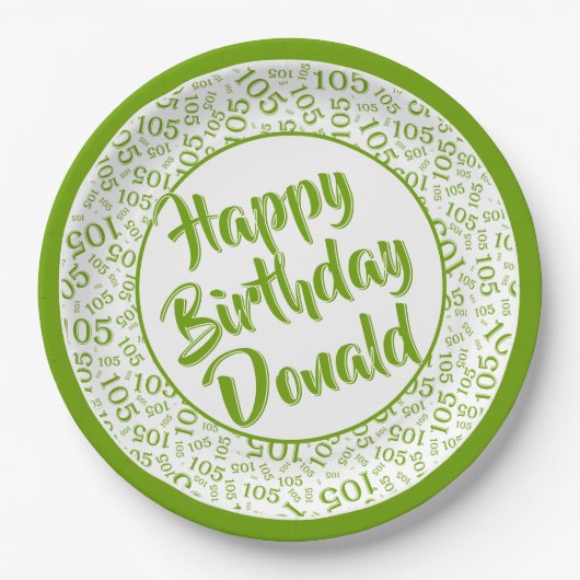 105. Party Random Number Pattern Grün/Weiß Pappteller (Vorderseite)