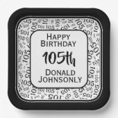 105. Party Random Number Pattern Schwarz/Weiß Pappteller (Vorderseite)