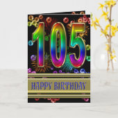 105th Geburtstag mit Regenbogenblasen und Karte (Gelbe Blume)