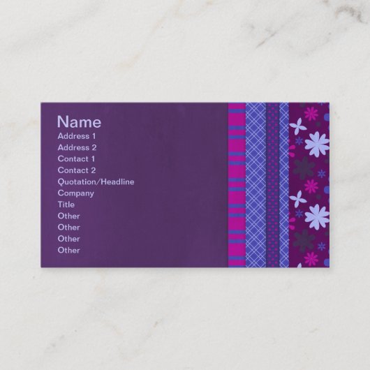 1066 LILA BLAU-WAREN-KOPF-BACKGRUNDS STRIPES SOLI VISITENKARTE (Vorderseite)
