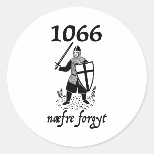 1066 Never Forget Naefre Forgyt Funny English Hist Runder Aufkleber (Vorderseite)