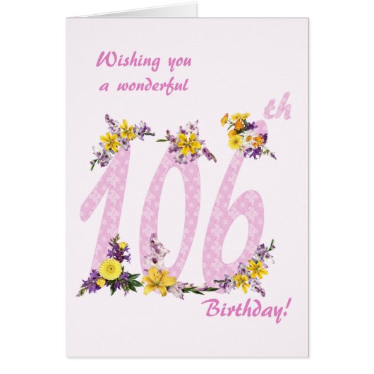 106. Geburtstag Blume Dekorierte Zahlen (Vorne)