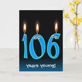 106. Geburtstag Kerzen auf schwarz Karte (Gelbe Blume)